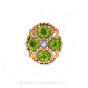 GS526 PL/PD - 14 Karat Gold Slide with Pearl center and Peridot accents 